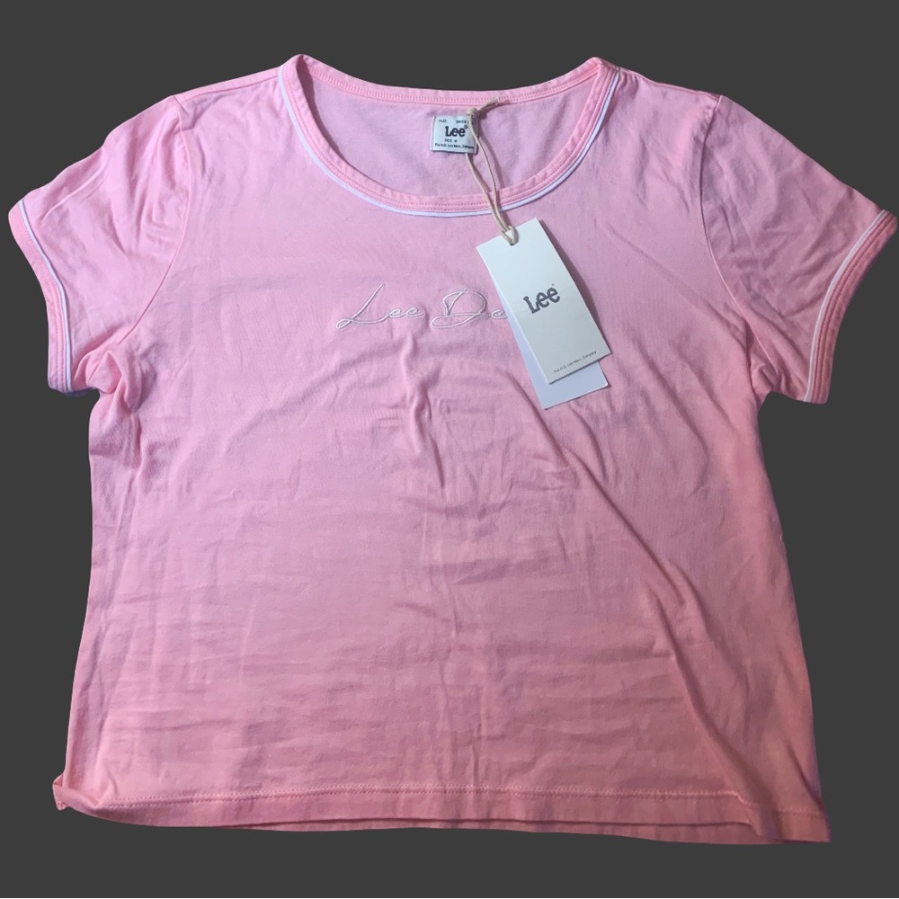 5/$25 LEE Denim Pink Cropped T-Shirt